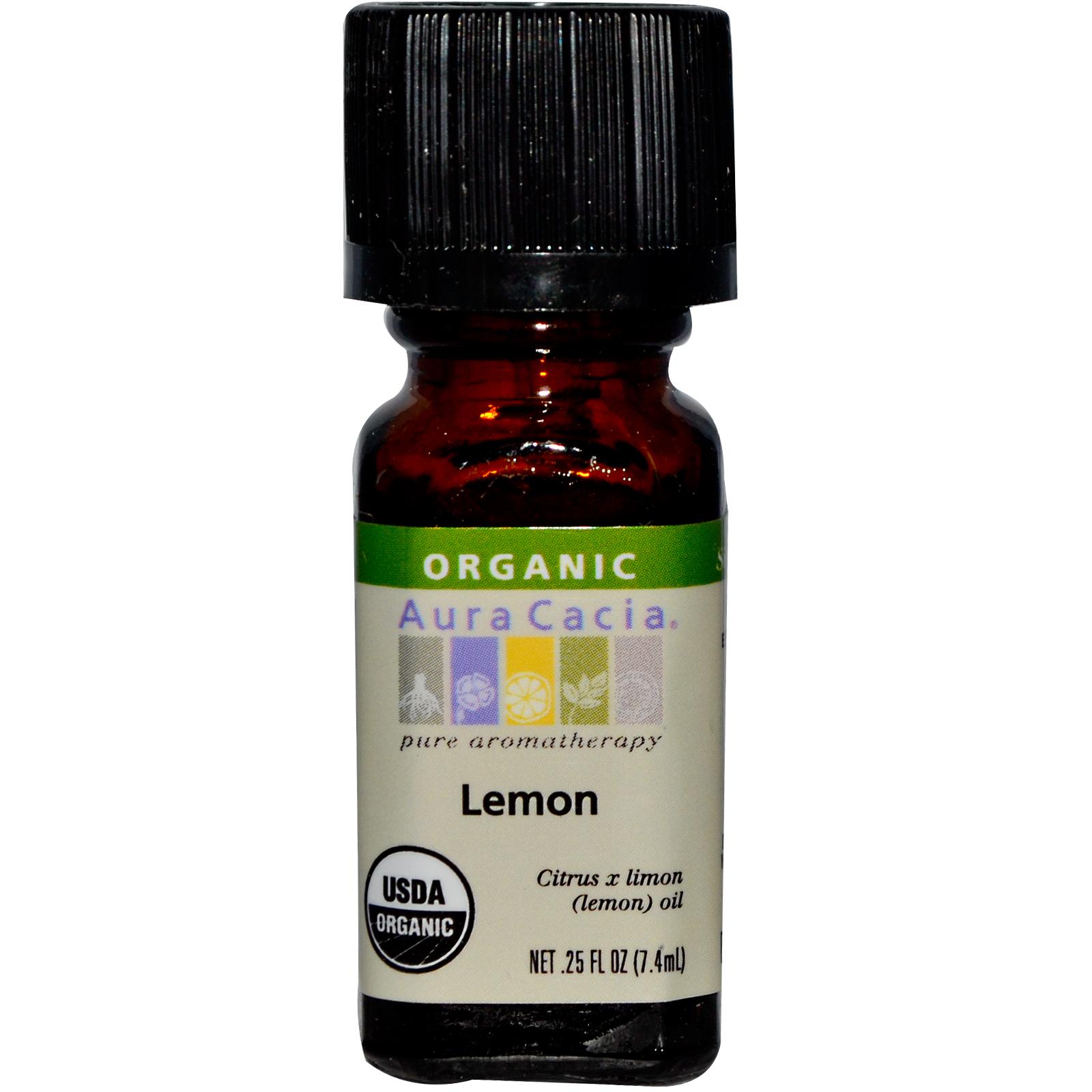 Aura Cacia Lemon Essential Oil  - 0.25 fl. oz. - Certified Organic
