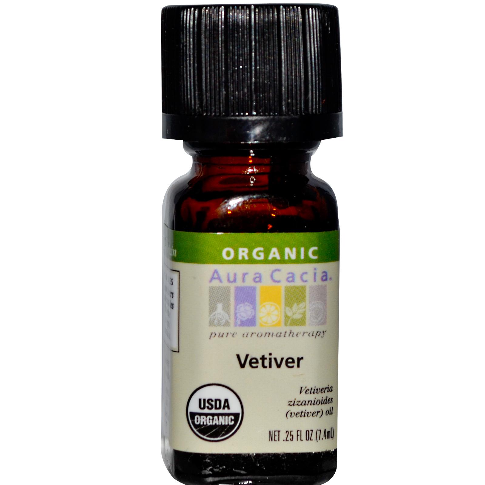 Aura Cacia Organic Vetiver Essential Oil 0.25 fl. oz.  peppermint essential oil